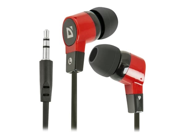 Defender Basic 619 - Ørepropper - i øret - kablet - 3,5 mm jakk - svart, rød