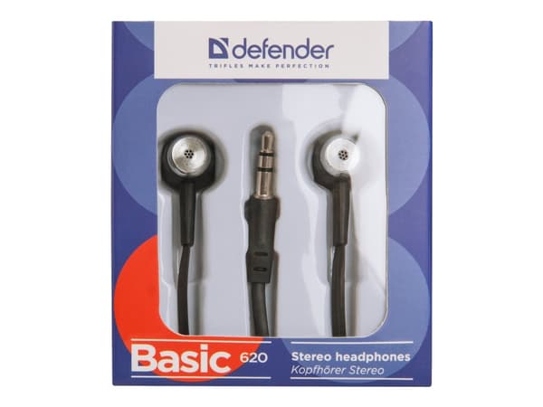 Defender Basic 620 - Nappikuulokkeet - korvassa - kaapeli - 3,5 mm pistoke - musta