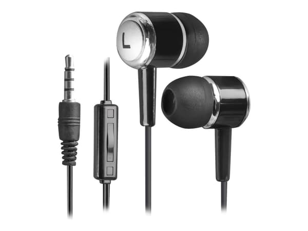 Defender Pulse 427 - Ørepropper med mikrofon - i øret - kablet - 3,5 mm jakk - lydisolerende - svart