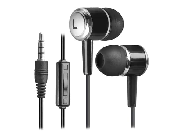 Defender Pulse 427 - Ørepropper med mikrofon - i øret - kablet - 3,5 mm jakk - lydisolerende - svart