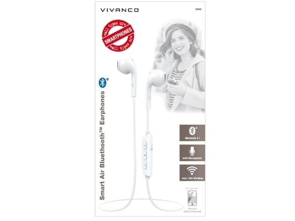 Vivanco Smart Air 3, Langaton, 20 - 20000 Hz, Puhelut/Musiikki, Kuulokkeet, Valkoinen
