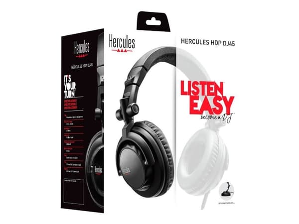 Hercules HDP DJ45 - Hodetelefoner - full størrelse - kablet - 3,5 mm jakk - lydisolerende