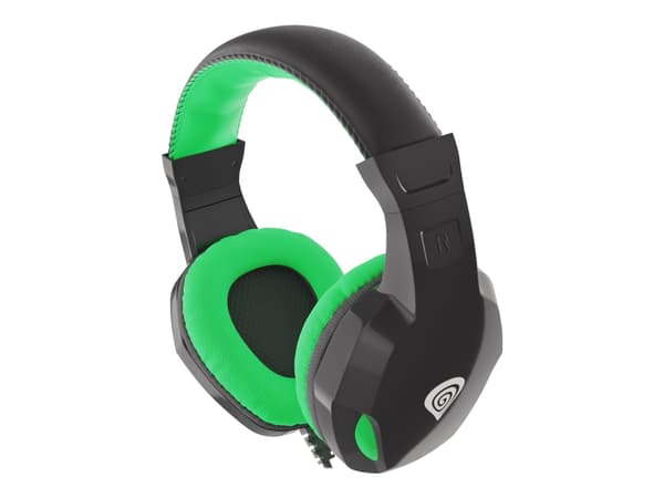 Natec Genesis Argon 100 - Hodesett - on-ear - kablet - 3,5 mm jakk - svart, grønn