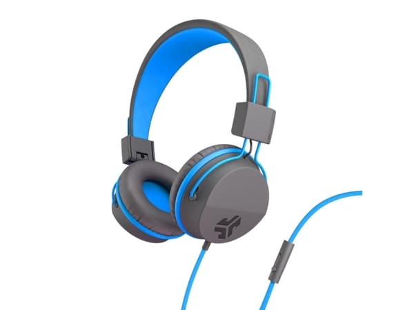 JLab JBuddies Studio Kids Blau - Over-Ear-Kopfhörer (Mikrofon, 1-Tasten-Fernbedienung, Lautstärkebegrenzer)