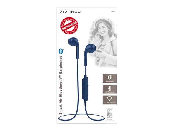 Vivanco 38910, Trådlös, 20 - 20000 hz, Samtal/musik, Headset, Blå