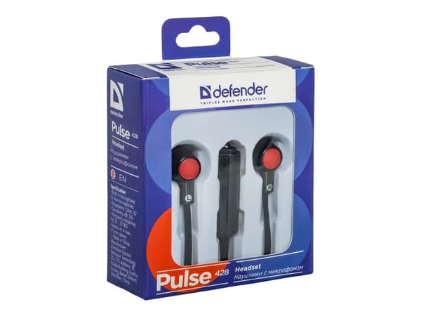 Defender Pulse-428, Langallinen, 20 - 20000 Hz, Kuulokkeet, Musta, Punainen