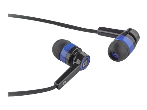 Defender Pulse 420 - Ørepropper med mikrofon - i øret - kablet - 3,5 mm jakk - lydisolerende - svart, blå