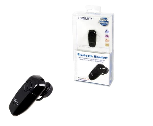 LogiLink Bluetooth V2.0 Earclip Headset, Langaton, Puhelut/Musiikki, 9 g, Kuulokkeet, Musta