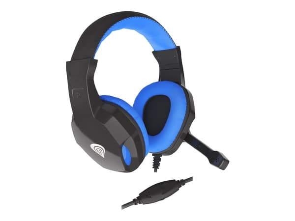 Natec Genesis Argon 100 - Headset - på örat - kabelansluten - 3,5 mm kontakt - svart, blå