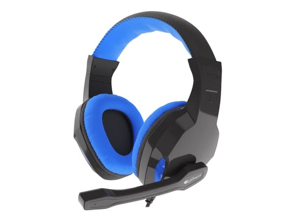 Natec Genesis Argon 100 - Headset - på örat - kabelansluten - 3,5 mm kontakt - svart, blå
