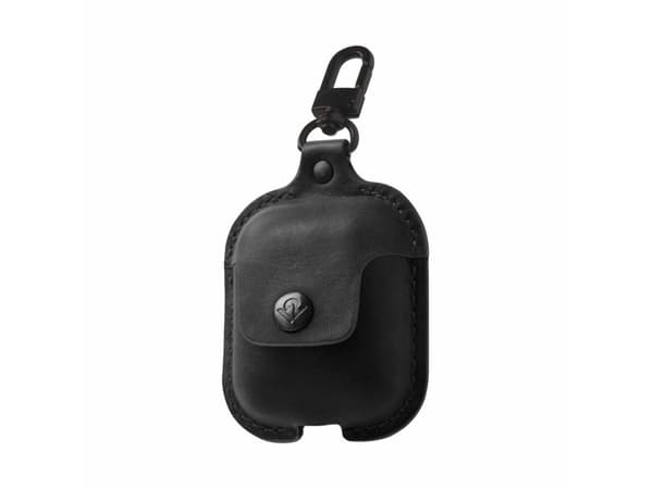 Twelve South AirSnap - Kuulokekotelo - aitoa nahkaa - musta - Apple AirPods -laitteille (1. sukupolvi, 2. sukupolvi)