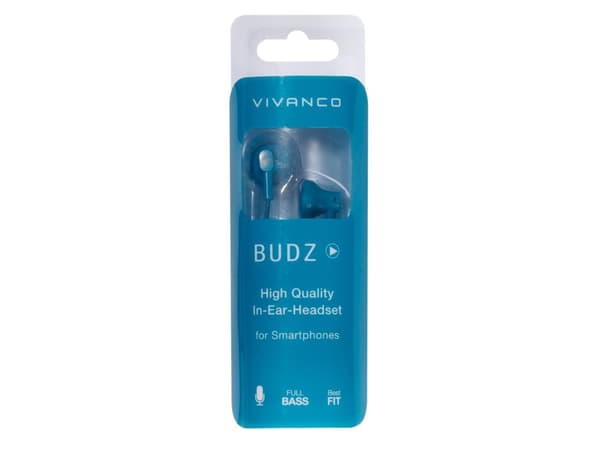 Vivanco BUDZ, Hodesett, In-ear, Calls/Music, Blå, Stereofonisk, MultiKey