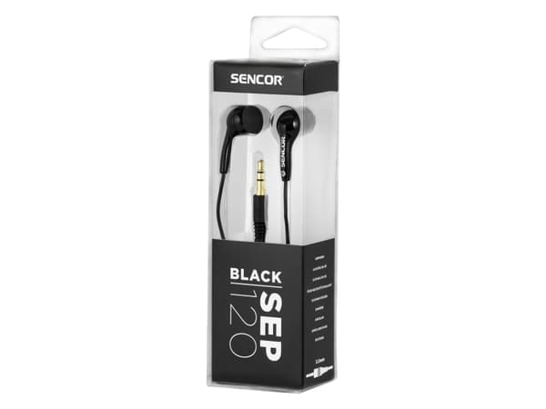 Sencor SEP 120, Kuulokkeet, In-ear, Musta, 1,2 m, Langallinen, Korvan sisäinen