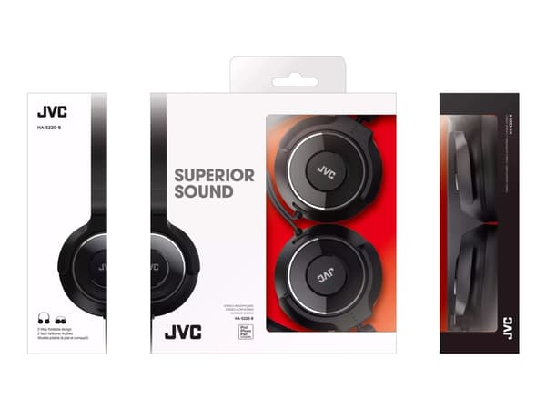 Lengvos Ausines su laidu JVC HA-S220BE 30mm, juodos