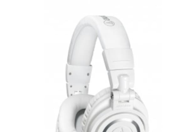 Audio-Technica ATH M50xWH - M Series - hodetelefoner - full størrelse - kablet - 3,5 mm jakk - hvit