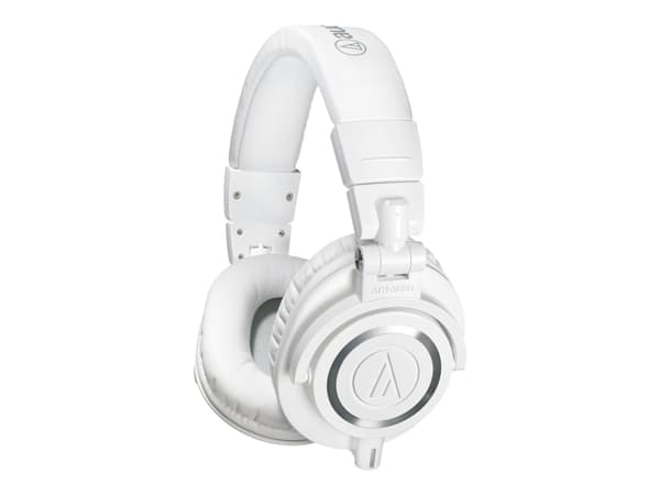 Audio-Technica ATH M50xWH - M Series - hodetelefoner - full størrelse - kablet - 3,5 mm jakk - hvit