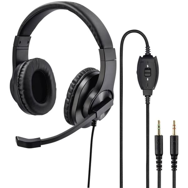 Hama HS-P300 Datorer Over Ear-hörlurar Sladd Stereo Svart Volymkontroll, Mikrofonljudavstängning