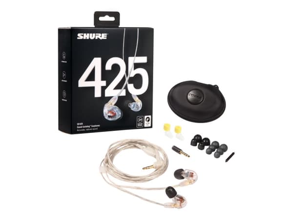 Shure SE425 Sound Isolating - Ørepropper - i øret - kablet - 3,5 mm jakk - blank