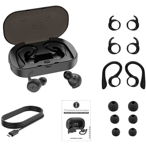 Tie Studio TBE1018 Sport In Ear hörlurar Bluetooth Svart Vattentålig, Öronbygel