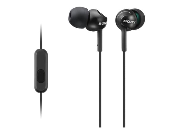 Sony MDR-EX110AP - Hörlurar med mikrofon - inuti örat - kabelansluten - 3,5 mm kontakt - svart