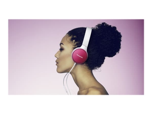 Panasonic RP-HF300ME - Hodetelefoner med mikrofon - on-ear - kablet - 3,5 mm jakk - rosa