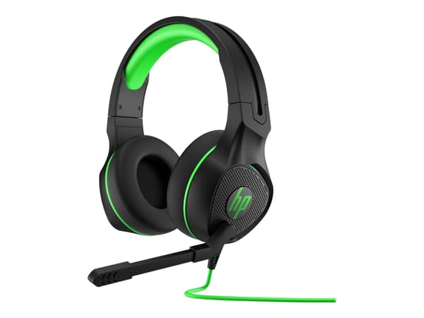 HP Pavilion 400 - Headset - fullstorlek - med kabel - stereo - 3,5 mm jack - svart/grön - PC / PS4 / Xbox