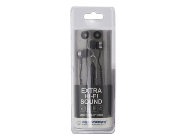 Esperanza EH161K, Kuulokkeet, In-ear, Calls/Music, Musta, Kaksikanavainen, 1,2 m