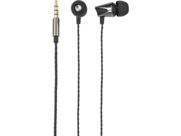Renkforce RF-4366410, Kuulokkeet, In-ear, Calls/Music, Musta, Metallinen, Kaksikanavainen, Nappi