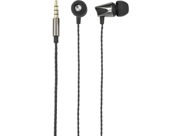 Renkforce RF-4366410, Kuulokkeet, In-ear, Calls/Music, Musta, Metallinen, Kaksikanavainen, Nappi
