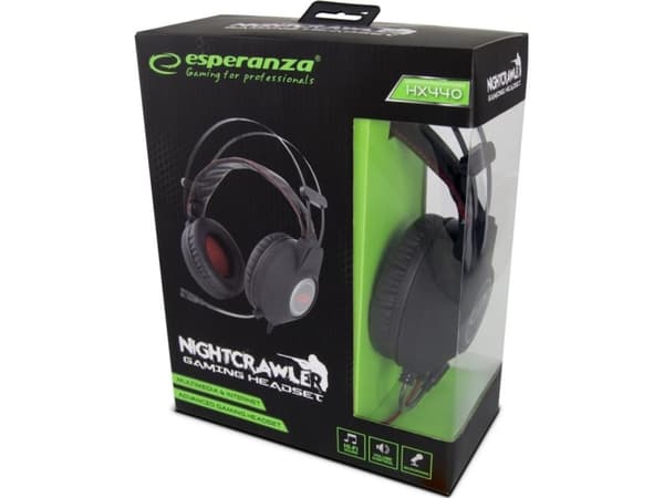 Spillhodetelefoner Esperanza EGH440 NightCrawler, svart