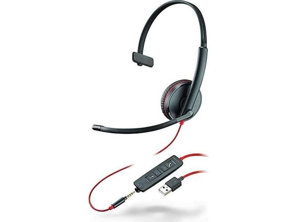 POLY Blackwire 5210, Kabel, Samtal/musik, 125,4 g, Headset, Svart, Röd