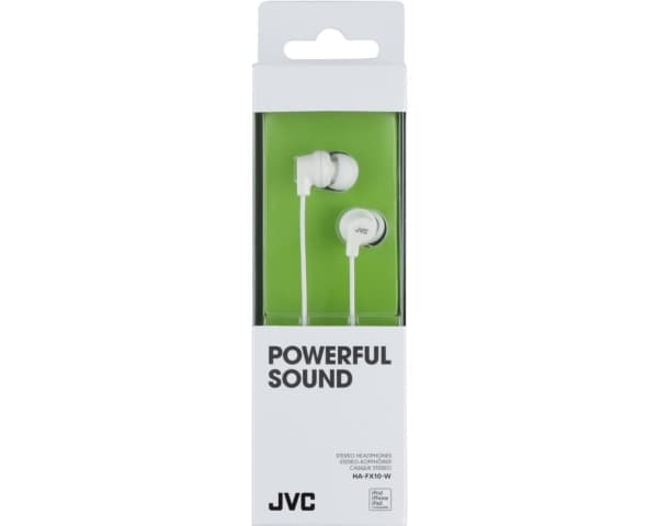 JVC HA-FX10-W-E, Langallinen, 8 - 23000 Hz, Musiikki, 3,3 g, Kuulokkeet, Valkoinen