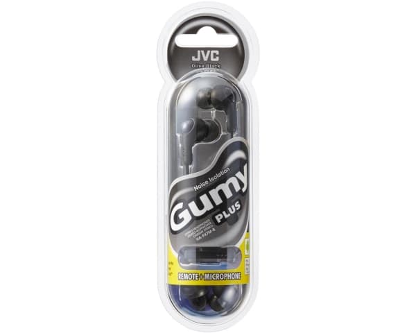 JVC HA-FX7M Gumy PLUS - Hörlurar med mikrofon - inuti örat - kabelansluten - 3,5 mm kontakt - ljudisolerande - svart