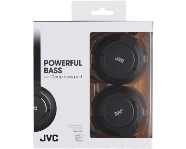JVC HA-S180-B-E, Langallinen, 10 - 22000 Hz, Musiikki, 108 g, Kuulokkeet, Musta