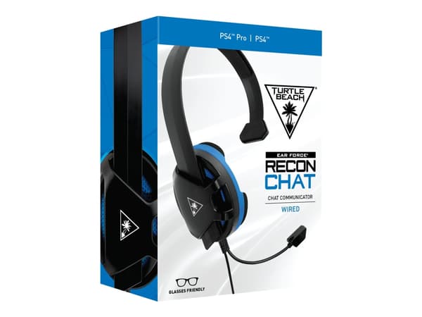 Turtle Beach RECON CHAT - Hodesett - full størrelse - kablet - 3,5 mm jakk - svart/blå - for Sony PlayStation 4, Sony PlayStation 4 Pro, Sony PlaySta