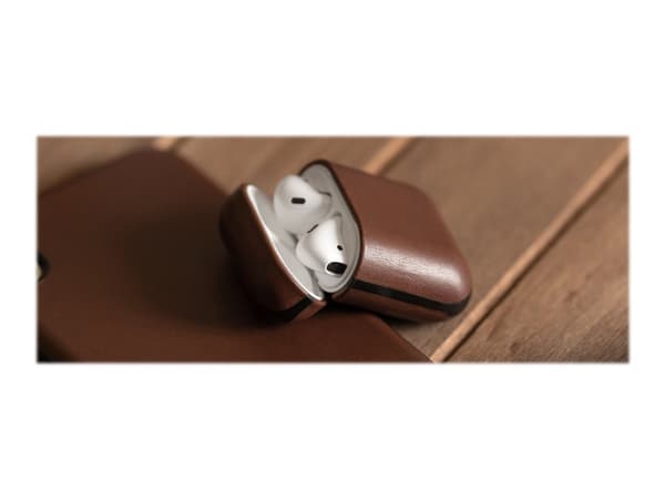 Nomad Rugged Case - Fodral för hörlurar - robust - polykarbonat, Horween-läder - rustikt brun - för Apple AirPods (1:a generation, 2a generation)