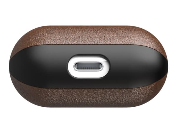 Nomad Rugged Case - Fodral för hörlurar - robust - polykarbonat, Horween-läder - rustikt brun - för Apple AirPods (1:a generation, 2a generation)