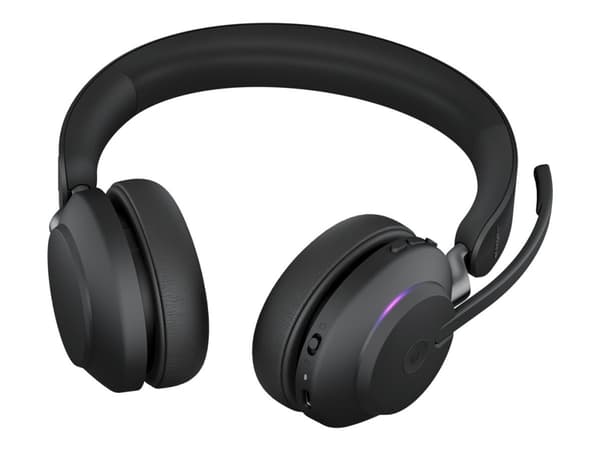 Jabra Evolve2 65 MS Stereo - Hodesett - on-ear - Bluetooth - trådløs - USB-C - lydisolerende - svart - Certified for Microsoft Teams