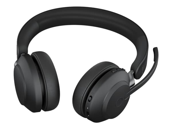 Jabra Evolve2 65 UC Stereo - Headset - på örat - Bluetooth - trådlös - USB-A - ljudisolerande - svart - med laddningsställ