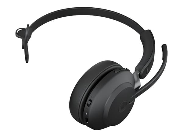 Jabra Evolve2 65 MS Mono - Headset - på örat - konvertibel - Bluetooth - trådlös - USB-C - ljudisolerande - svart - Certifierad för Microsoft-teams