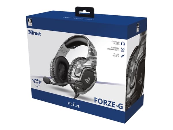 Trust GXT 488 Forze PS4, Langallinen, Pelaaminen, 20 - 20000 Hz, 300 g, Kuulokkeet, Musta, Harmaa