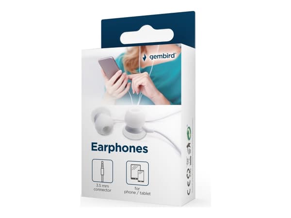 Gembird Candy MHP-EP-001-W - Hörlurar - inuti örat - kabelansluten - 3,5 mm kontakt - vit