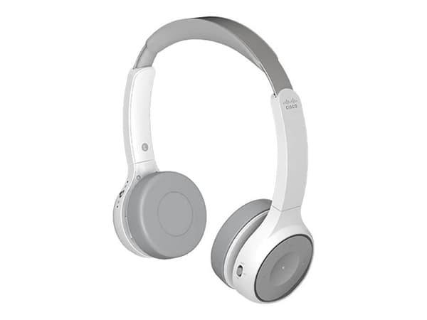 Cisco Headset 730 - Headset - på örat - Bluetooth - trådlös - aktiv brusradering - USB, 3,5 mm kontakt - platina - för Cisco DX70, DX80; IP DECT Phon