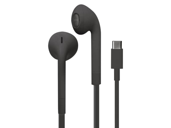 PURO ICON - Hörlurar med mikrofon - öronknopp - kabelansluten - USB-C - svart