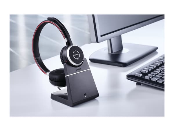 Jabra Evolve 65 UC stereo - Headset - på øret - Bluetooth - trådløs - med Jabra LINK 360 Adapter (Uden base)
