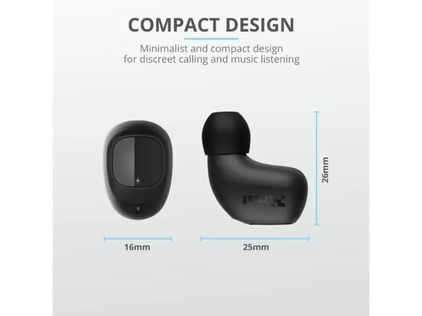 Trust Nika Compact - True wireless-hodetelefoner med mikrofon - i øret - Bluetooth - svart