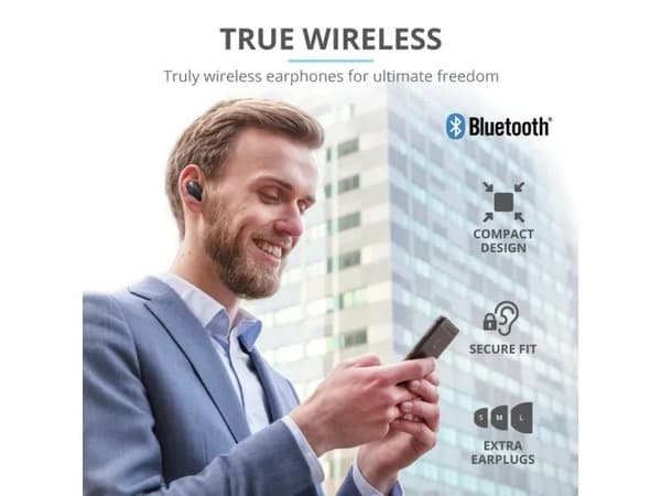 Trust Nika Compact - True wireless-hodetelefoner med mikrofon - i øret - Bluetooth - svart