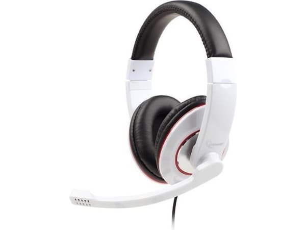 Gembird MHS-03-WTRDBK - Headset - fullstorlek - kabelansluten - 3,5 mm kontakt - röd ring, svart, vit