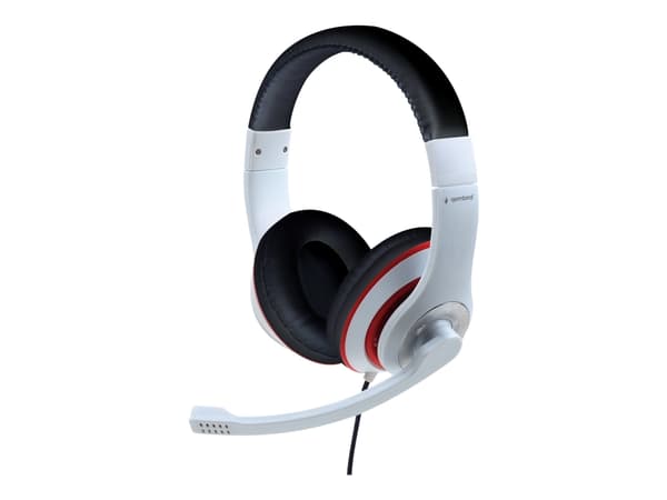 Gembird MHS-03-WTRDBK - Headset - fullstorlek - kabelansluten - 3,5 mm kontakt - röd ring, svart, vit