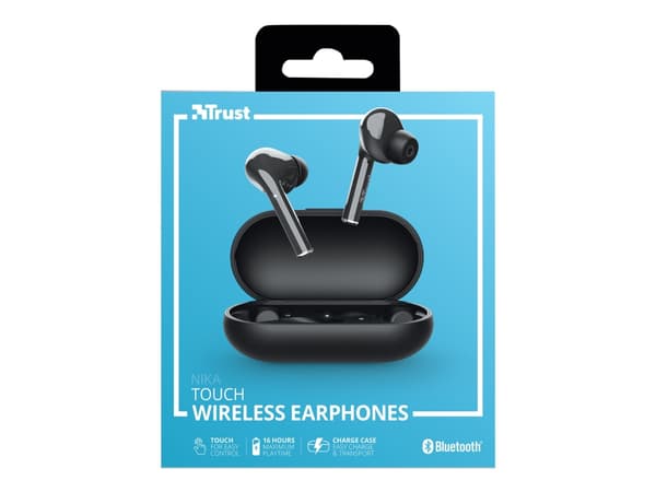 Trust Nika Touch - True wireless-hodetelefoner med mikrofon - i øret - Bluetooth - svart